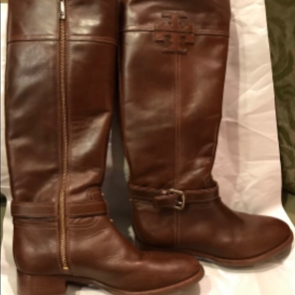 Tory Burch Cognac Brown Rider Boots Size 8M - Picture 2 of 10